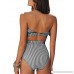 Misassy Womens Flounce Bandeau Bikini Top High Waisted Cheeky Swimsuit Bottom 2 Piece Bathing Suits Black B07P9FC8TS